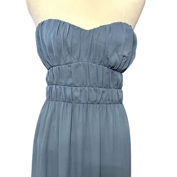 WAYF Talia Tiered Maxi Dress Strapless Smocked Stretchable Bodice Blue W M NWOT - Image 3