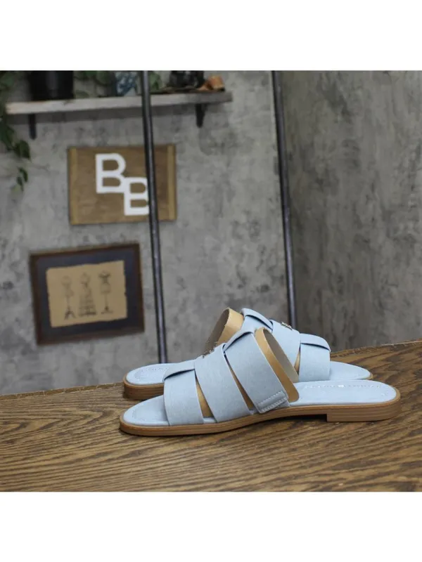 NWT Tommy Hilfiger Triple Strap Slide Open Toe Flat Sandals Light Denim Blue 7M - Image 14