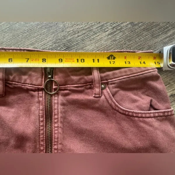 Free People We the Free Virgo Denim jean Mini zip up Skirt mauve‎ size 27 - Image 6
