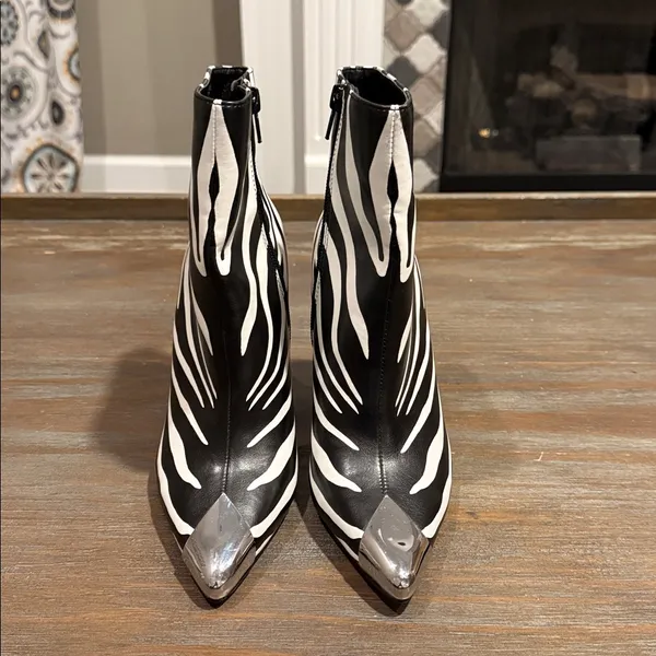 INC Women's‎ Boots Size 5 New Zebra Print Stiletto Ankle Booties Statement - Image 5