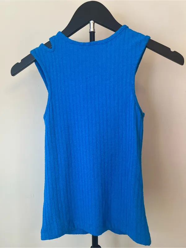 Maeve Anthropologie Blue Asymmetrical Ribbed Tank Top XS‎ NWT - Image 5