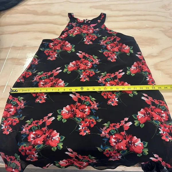 Betsey Johnson Black Floral Sleeveless Halter Mini Flowy‎ Romantic Dress Sz 10 - Image 12