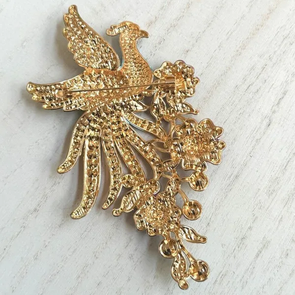 Multicolor Rhinestone Phoenix Statement Brooch - Image 2