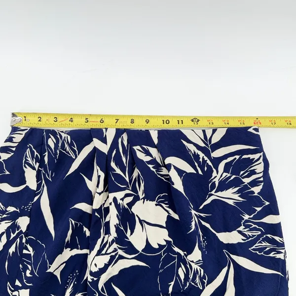 Abercrombie &‎ Fitch Blue White Floral Tropical Midi Skirt Petite Medium MP Slit - Image 5