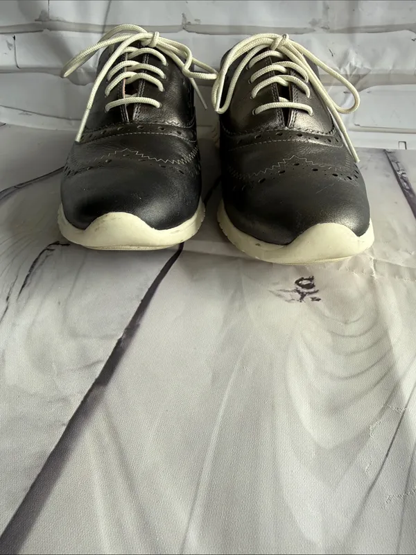 Cole Haan Zero Grand Women's Grey Metallic Wingtip Sneakers with White Soles - Image 2