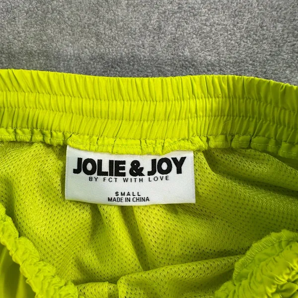 Jolie & Joy Neon Green Bungee Shorts Women's Small Ruched Active Mesh Lined - Image 4