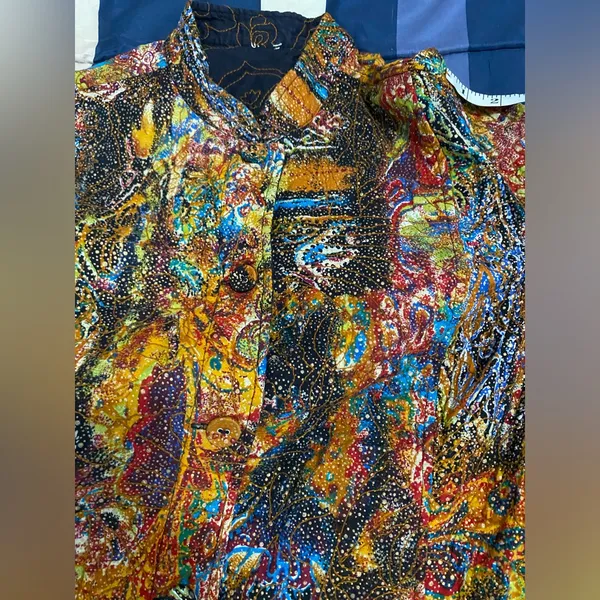Ankara Print Colorful Abstract Blazer Yellow Size L - Image 7