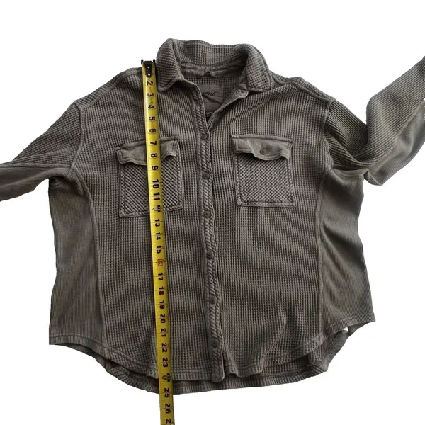 Aerie LumberJane Waffle Shirt Shacket Women’s XS Button Down Oversized Green - Image 7