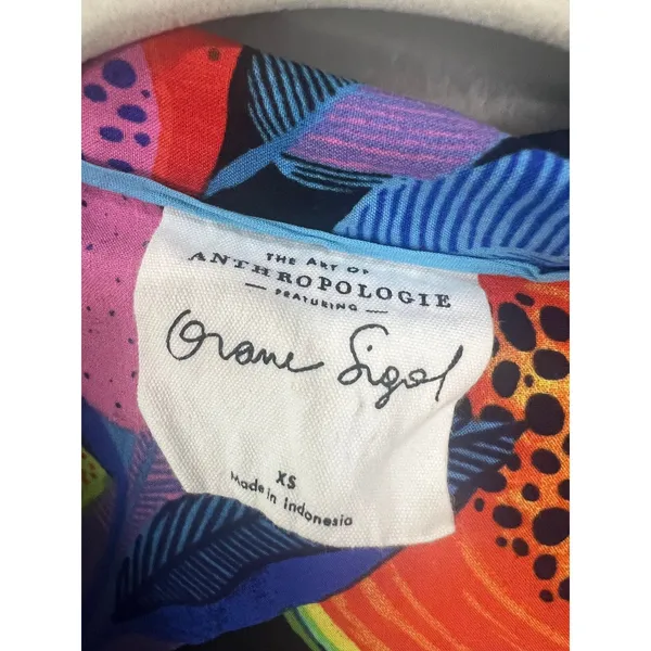 Anthropologie Orane Sigal Shirt Womens XS Multicolor Great Tropical Fruit Print - Image 2