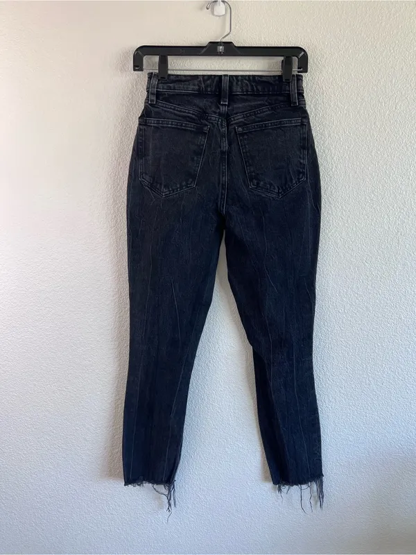 Abercrombie and Fitch Women's High Rise Mom Jeans Curve Love Distressed Black‎ - Image 3