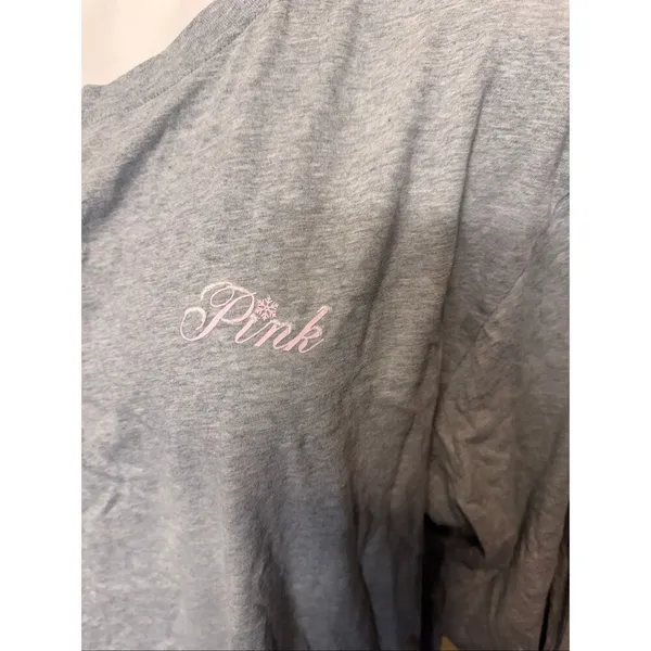 PINK Victoria’s Secret Long Sleeve Tee XXL Gray Graphic Logo Shirt - Image 2