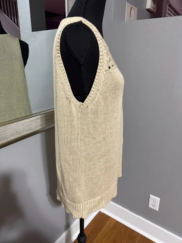 LOFT Cozy-Light Open Knit Sweater Tank | Neutral Capsule Staple | XL - Image 5