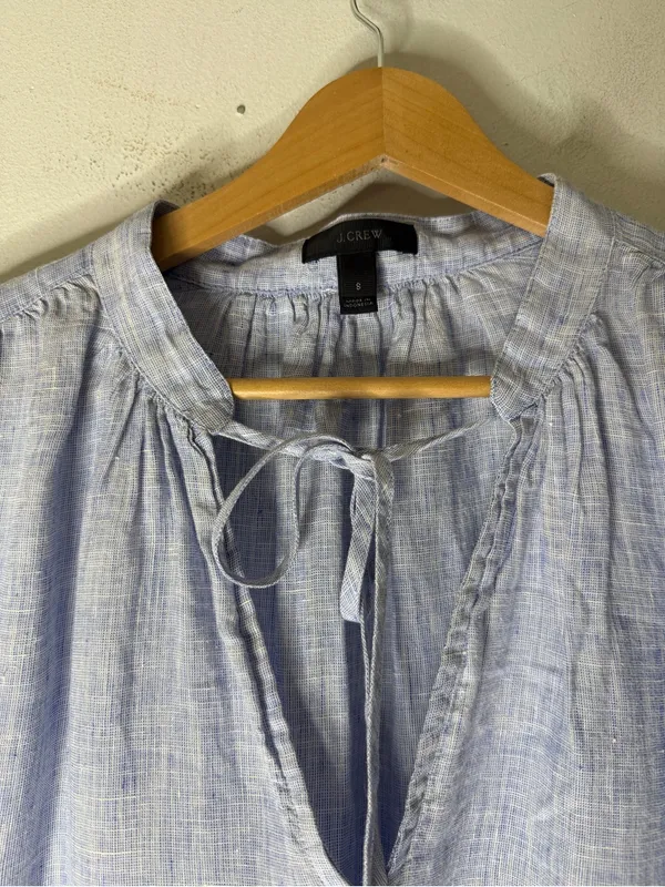 J Crew Linen Doris Tunic‎ Top Mini Dress Blue Size Small - Image 3