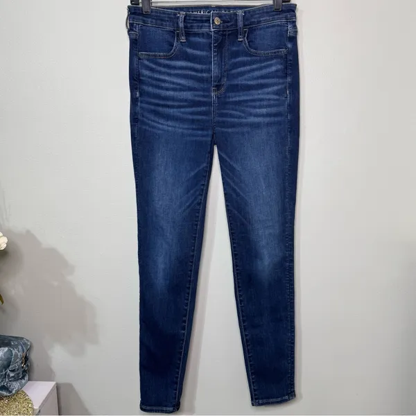 American Eagle AE Next Level High Waisted Jegging Dark Skinny Jeans Size 8 - Image 3