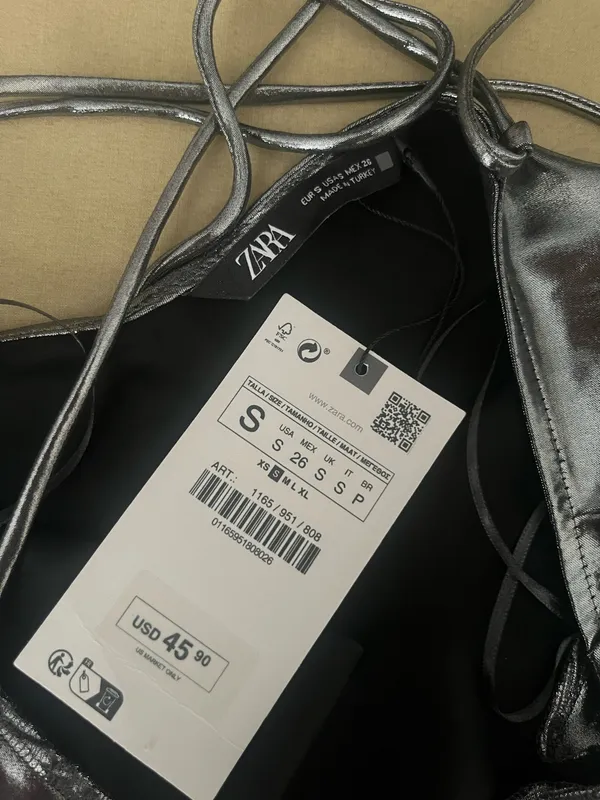 Zara Metallic Silver Slip Dress - Image 3