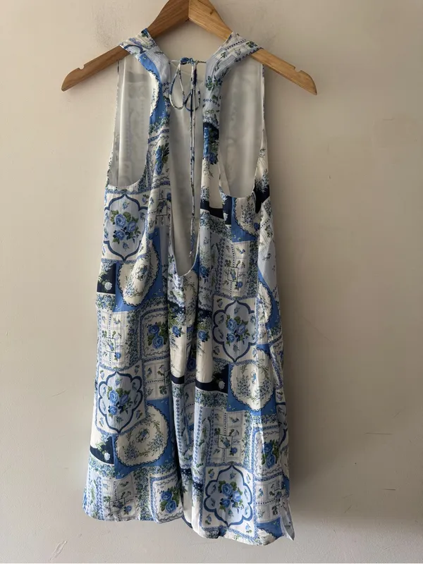 NEW!! Abercrombie & Fitch Blue Floral‎ Patchwork Summer Dress - Image 5