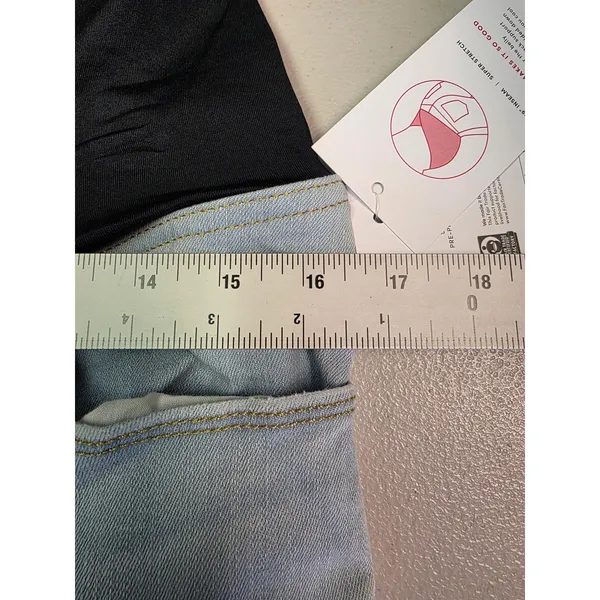 Isabel‎ Maternity Skinny Over The Belly Crossover Panel Jeans Light Blue Size 8 - Image 4