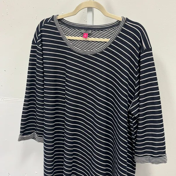 Vince Camuto Womens 3X Navy Blue White Striped 3/4 Sleeve Knit Top Nautical - Image 3