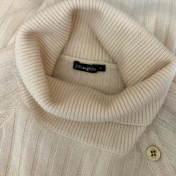 J. MCLAUGHLIN Lunet Cashmere Wool Turtleneck Sweater Pullover Buttons Small - Image 9