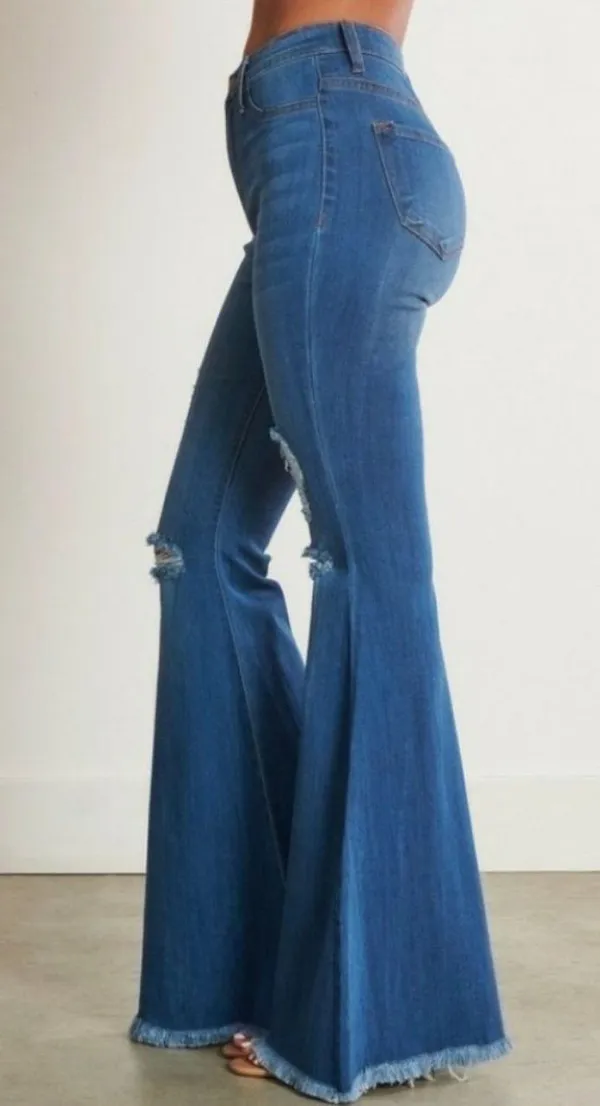 Flare High Waisted Bottoms Blue Size 30 - Image 3