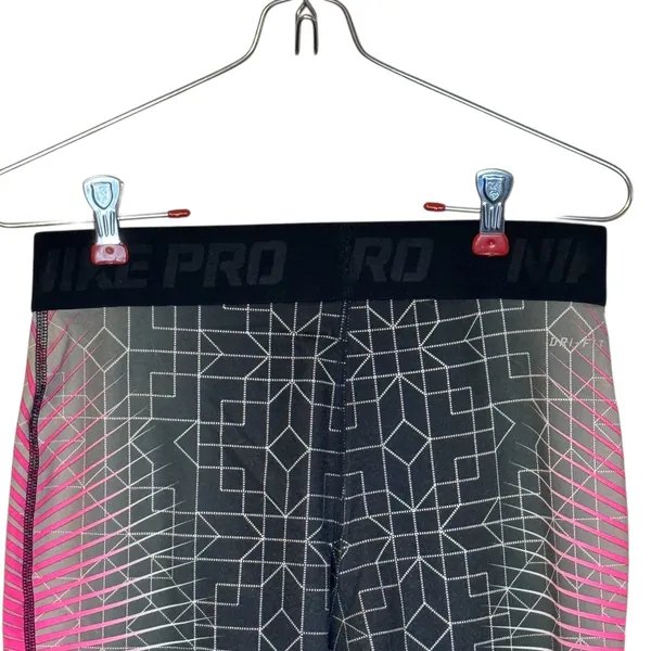 Nike Pro Women's Leggings‎ Dri Fit Compression Graphic Workout Pink Black Medium - Image 5