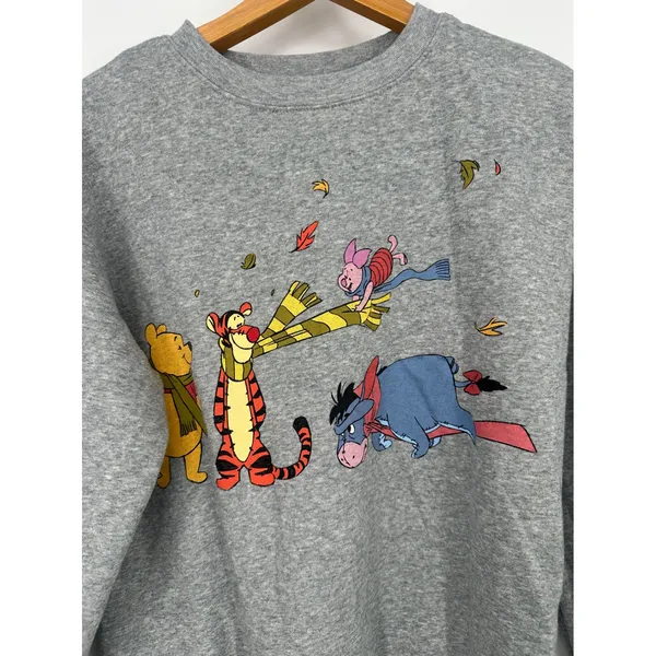 Disney Winnie the Pooh Graphic Sweatshirt Women S Gray Pullover Fall Autumn - Image 2