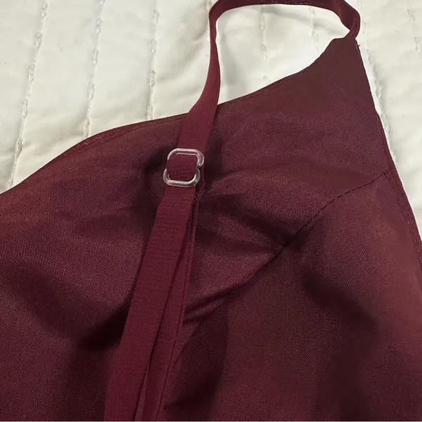 JJ's House Floor Length Bridesmaid Gown in Burgundy With Slit And Low Back Size 0 - Image 14
