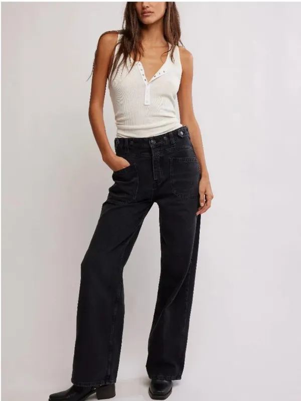 FREE PEOPLE NWT We The Free Palmer Cuffed Jeans / Outer Space - 27 - Image 2