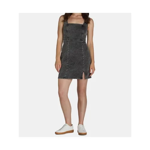 No Boundaries Womens Denim Dress Size M (8-10) Grey Wash Square Neck Pinafore - Image 7