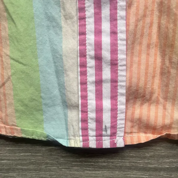 Orvis Pink Orange Pastel Easter Vertical Stripe Long Sleeve Button Down Size M - Image 7