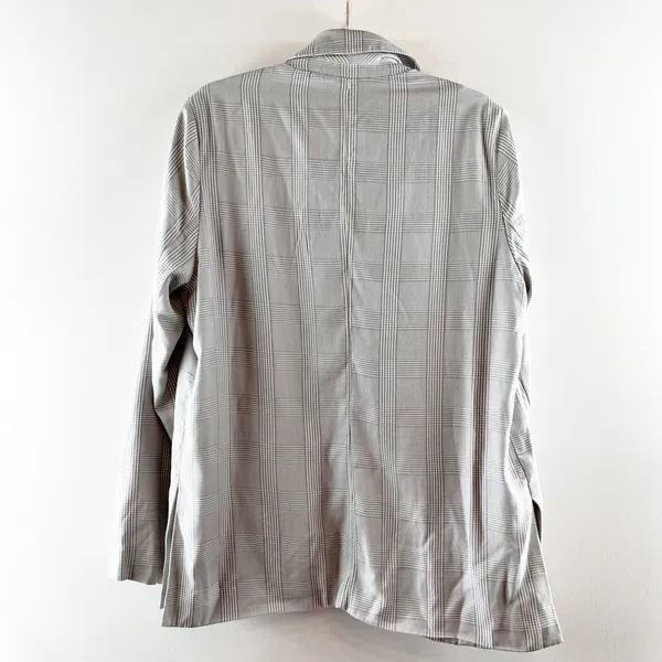 Abercrombie Long Sleeve Plaid Boyfriend Oversized Blazer Jacket Gray Large - Image 5