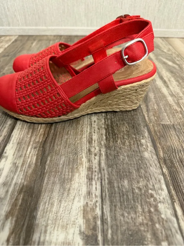 easy street Red Woven Espadrille Slingback Wedge Size 7 - Image 9