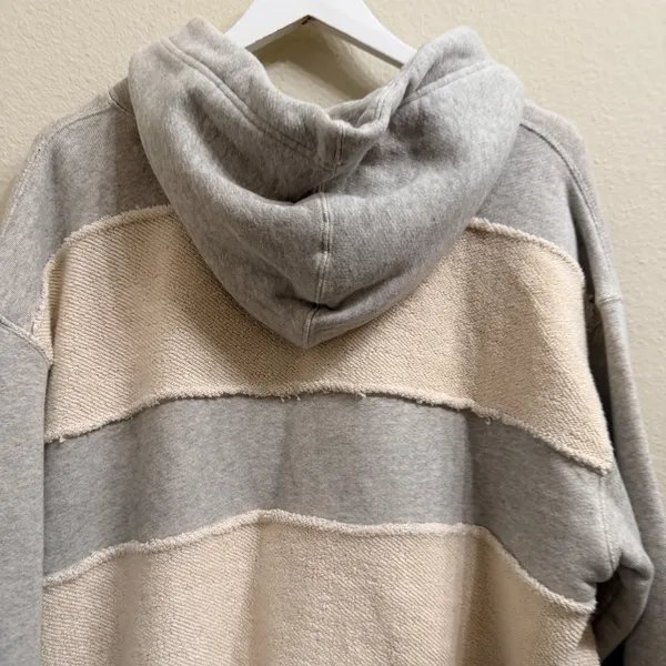 Free‎ People Camp Crush Hoodie Sweatshirt Womens Medium Terry Cloth Gray Cream - Image 13