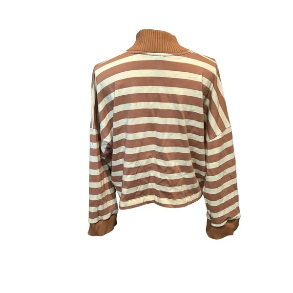 Maeve Anthropologie Cotton Boxy Oversize V-Neck Top‎ Sz S Stripe Butter Yellow - Image 2