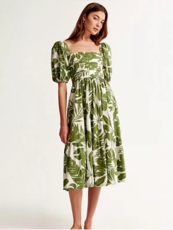 Abercrombie & Fitch Emerson green tropica Midi Dress size medium NWT - Image 12