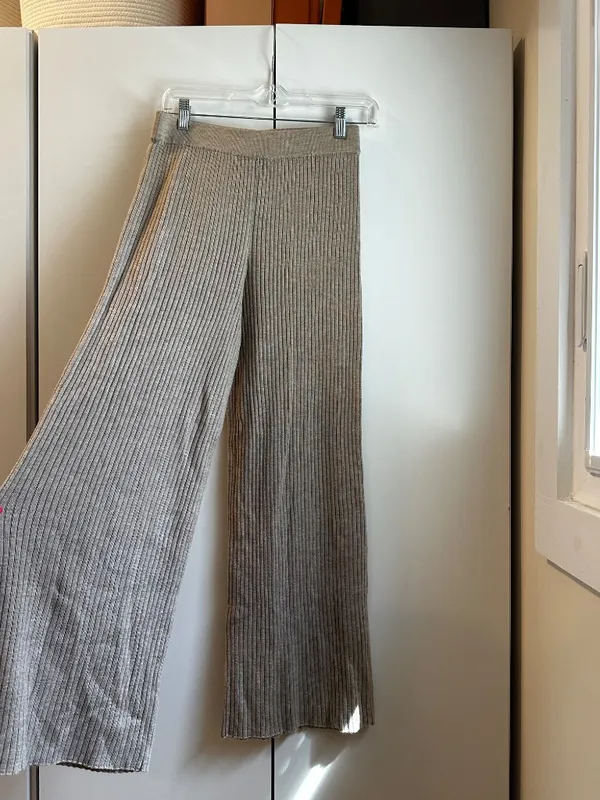 WIDE-LEG RIB-KNIT PANTS - Image 2