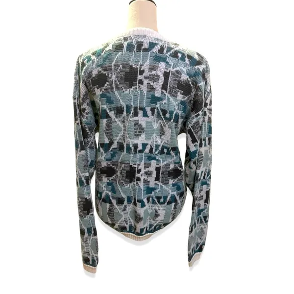 VINTAGE CREW NECK SWEATER 80’s PREP GEOMETRIC DESIGN STYLISH ACADEMIA - Image 2