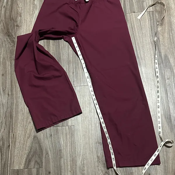 Urbane Straight-Leg Scrub Set in Burgundy with Blue Trim - Image 9
