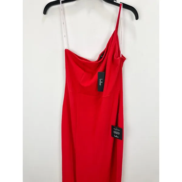 Lulus Keeper of My Heart Red One-Shoulder Maxi Dress Formal Stretch XL NWT - Image 6