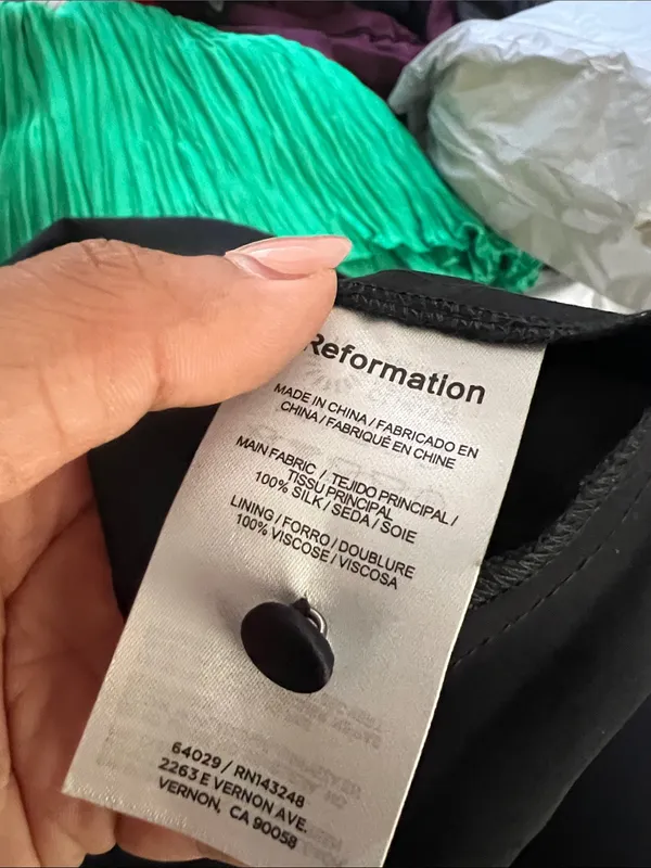 Reformation Zaria Silk Dress in Black - Image 7