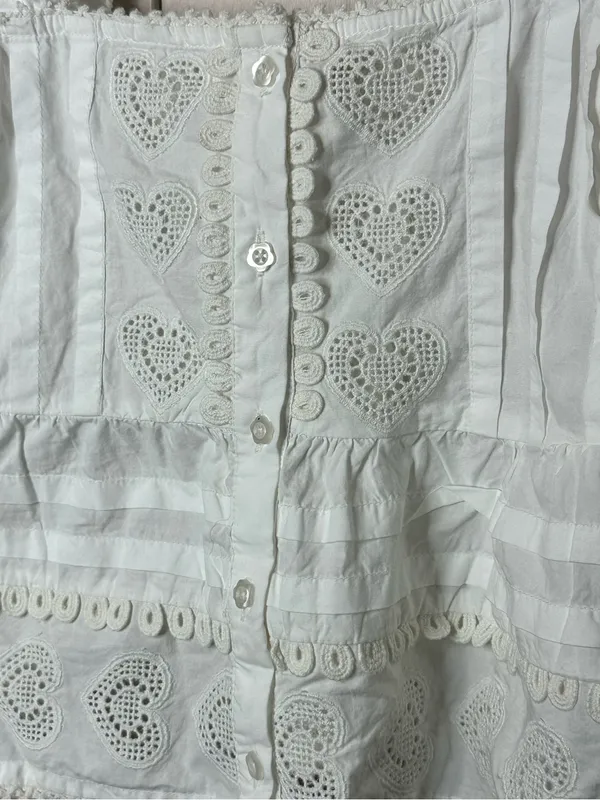 Forever That Girl Anthropologie Heart Lace Babydoll Blouse Medium - Image 3