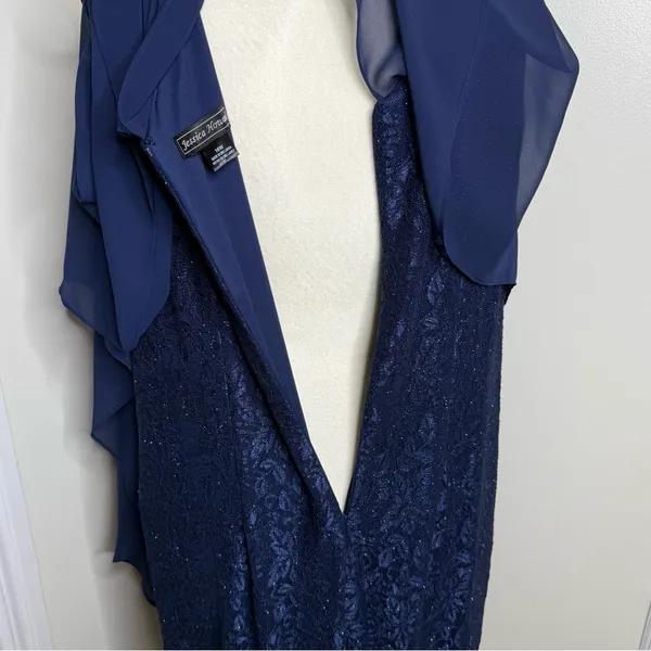 NEW Jessica Howard Navy Blue Formal Dress with Chiffon Overlay Women’s Size 16W - Image 8