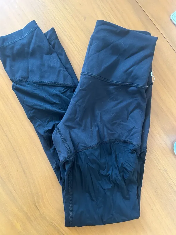 NWOT Lululemon Black Leggings With Mesh (Wunder Train Mesh HR Tight 25”) - Image 3
