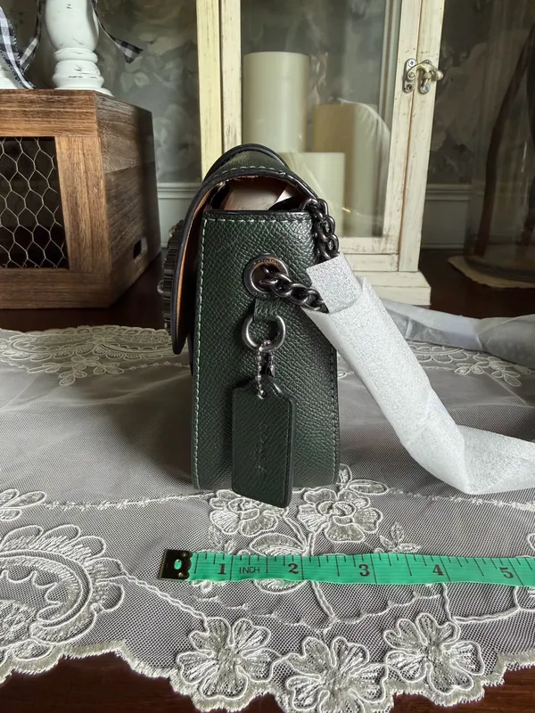 Coach Gemma Crossbody Bag with Jeweled Buckle Amazon Green Purse - Image 3