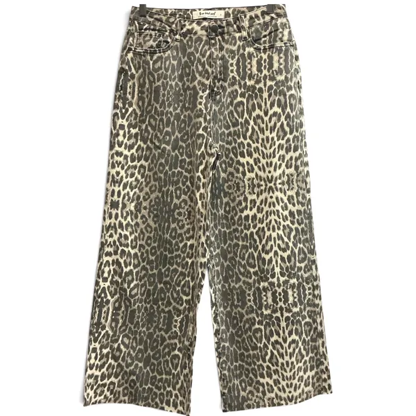 NWT Three Bird Nest Roaming Leopard Print Pants Wide Leg High Rise Tan Black S - Image 3
