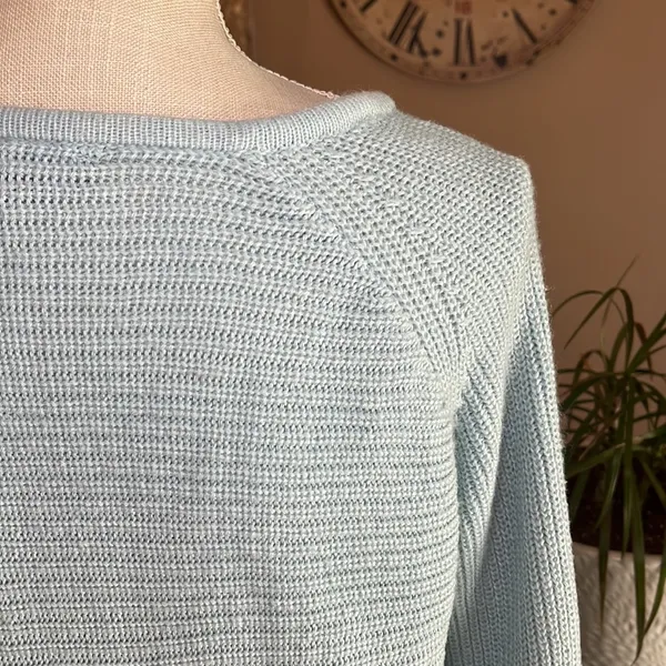 Ana Crewneck Sweater Criss-Cross Sleeve Detail Size XL Light Blue - Image 10