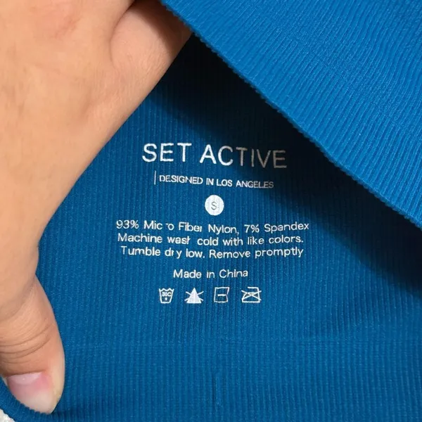 Set active sculptflex teal color One-Shoulder Crop Top sports bra size Small - Image 5