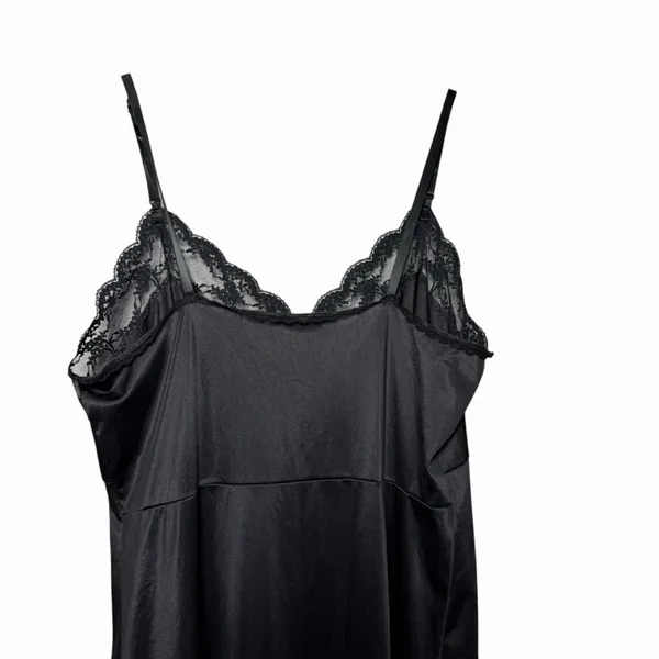 Y2K Women's Black Lace Satin Slip Dress XS-S Coquette Boudoir Nightgown Romantic - Image 5