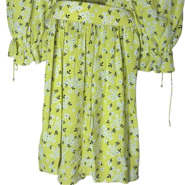 For Love & Lemons Chrysanthemum Mini Dress Lemonade Yellow Floral Medium - Image 14