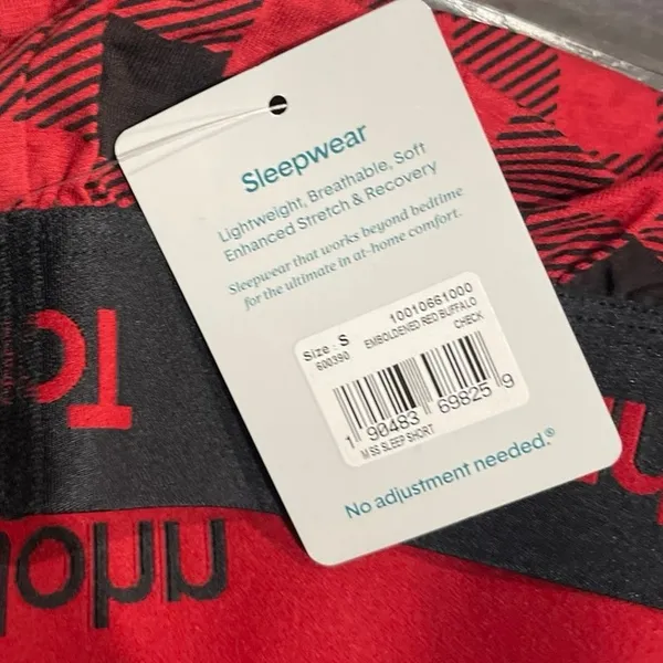 Tommy John Sleepwear Red and Black Buffalo Plaid SZ S Pajamas Pants Shorts NWT - Image 4